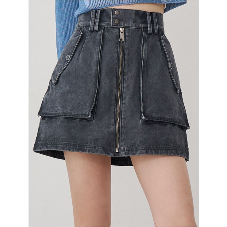 グレー | フロントZIPアウトポケットミニスカート | MURUA