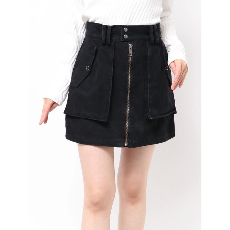 ブラック | フロントZIPアウトポケットミニスカート | MURUA