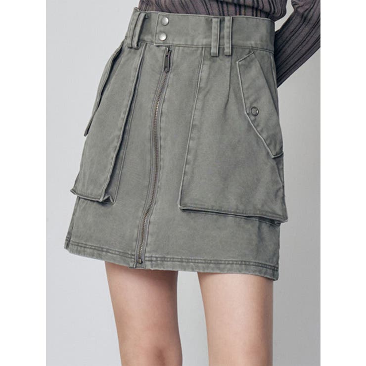 カーキ | フロントZIPアウトポケットミニスカート | MURUA