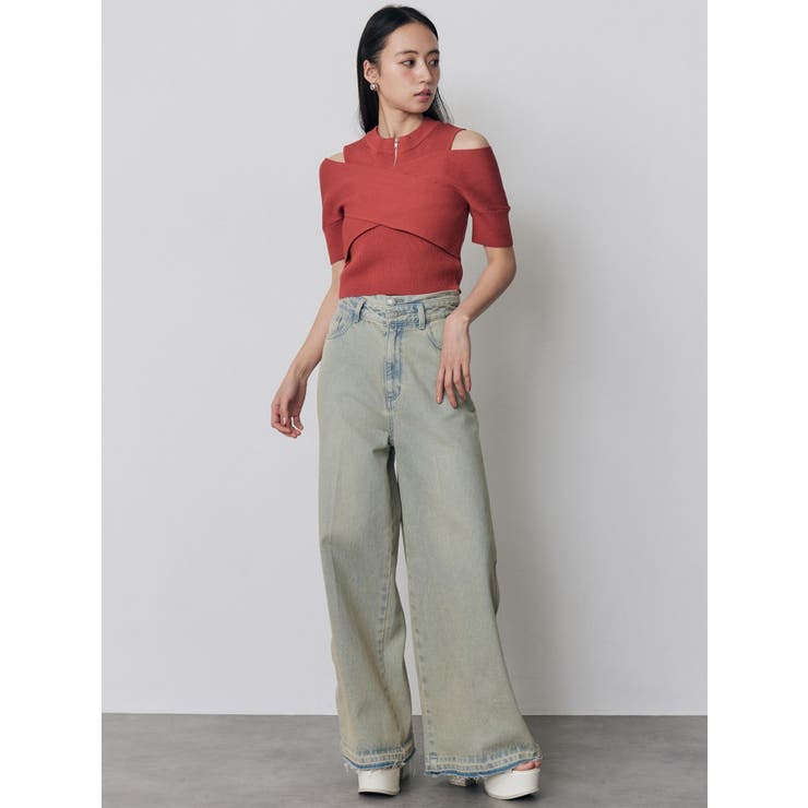 サイドZIPスリットワイドデニム【セットアップ着用可】 | MURUA | 詳細画像4 