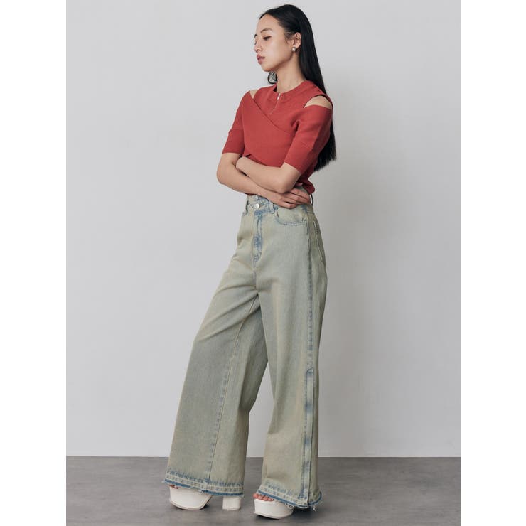 サイドZIPスリットワイドデニム【セットアップ着用可】 | MURUA | 詳細画像5 