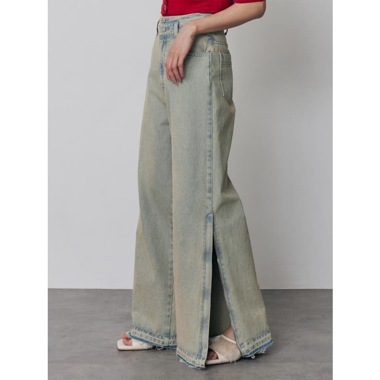 ブルー | サイドZIPスリットワイドデニム【セットアップ着用可】 | MURUA