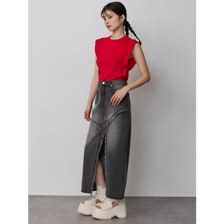 フリンジスリットデニムスカート【セットアップ着用可】 | MURUA | 詳細画像16 