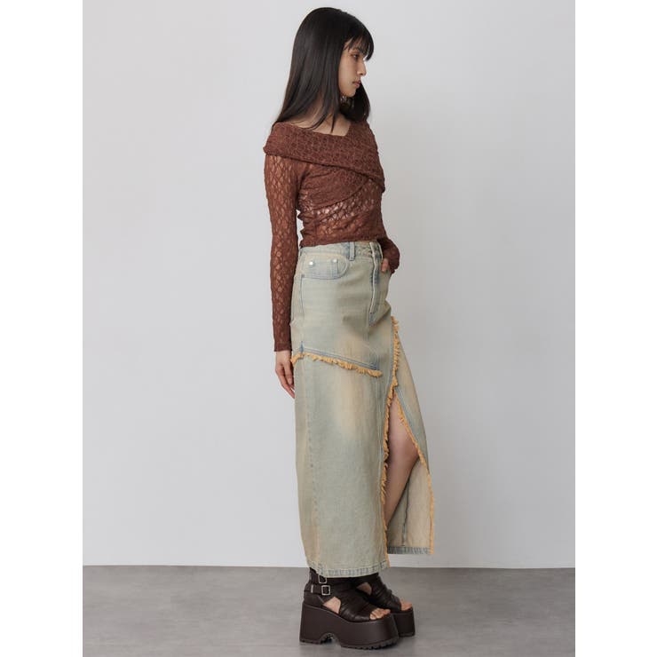 フリンジスリットデニムスカート【セットアップ着用可】 | MURUA | 詳細画像20 