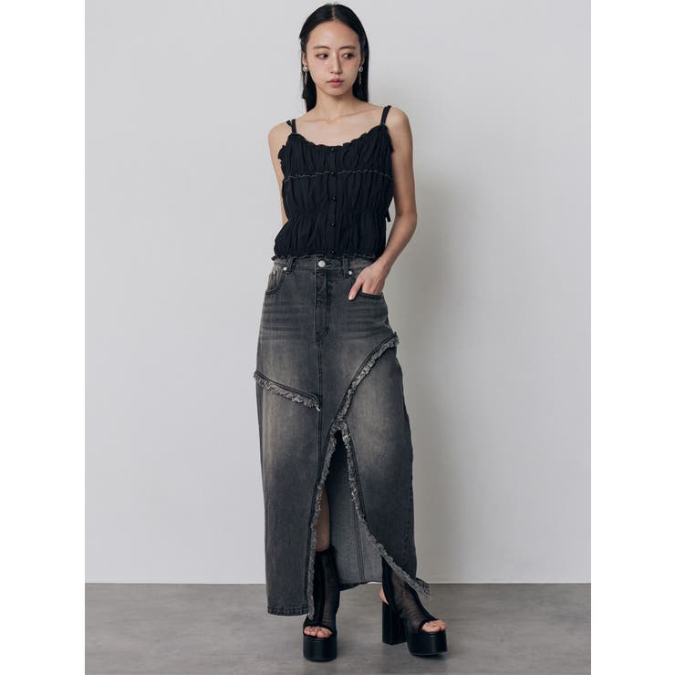 フリンジスリットデニムスカート【セットアップ着用可】 | MURUA | 詳細画像22 