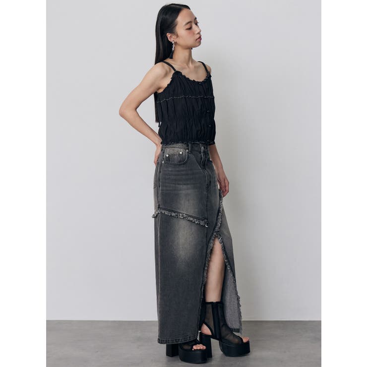 フリンジスリットデニムスカート【セットアップ着用可】 | MURUA | 詳細画像24 