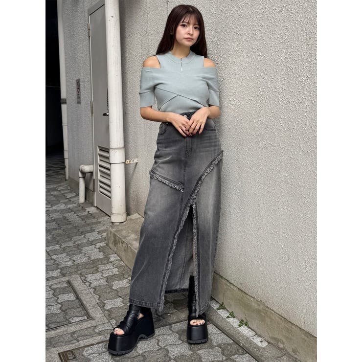 フリンジスリットデニムスカート【セットアップ着用可】 | MURUA | 詳細画像29 