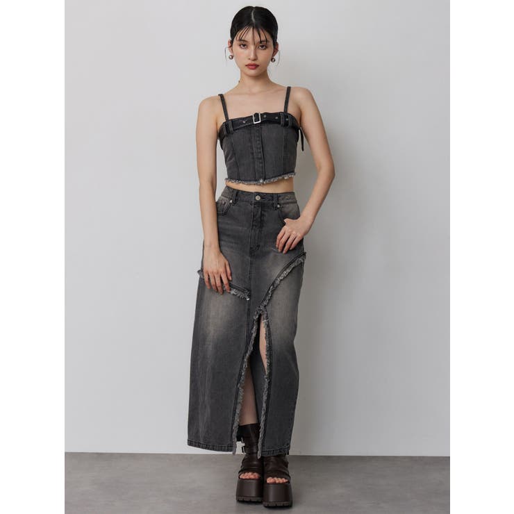 フリンジスリットデニムスカート【セットアップ着用可】 | MURUA | 詳細画像3 