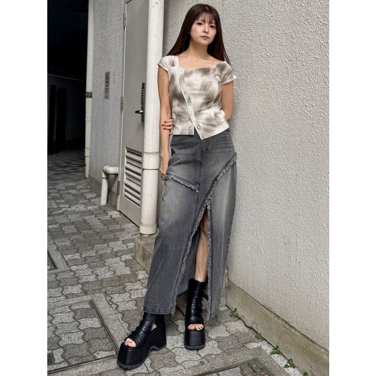 フリンジスリットデニムスカート【セットアップ着用可】 | MURUA | 詳細画像33 