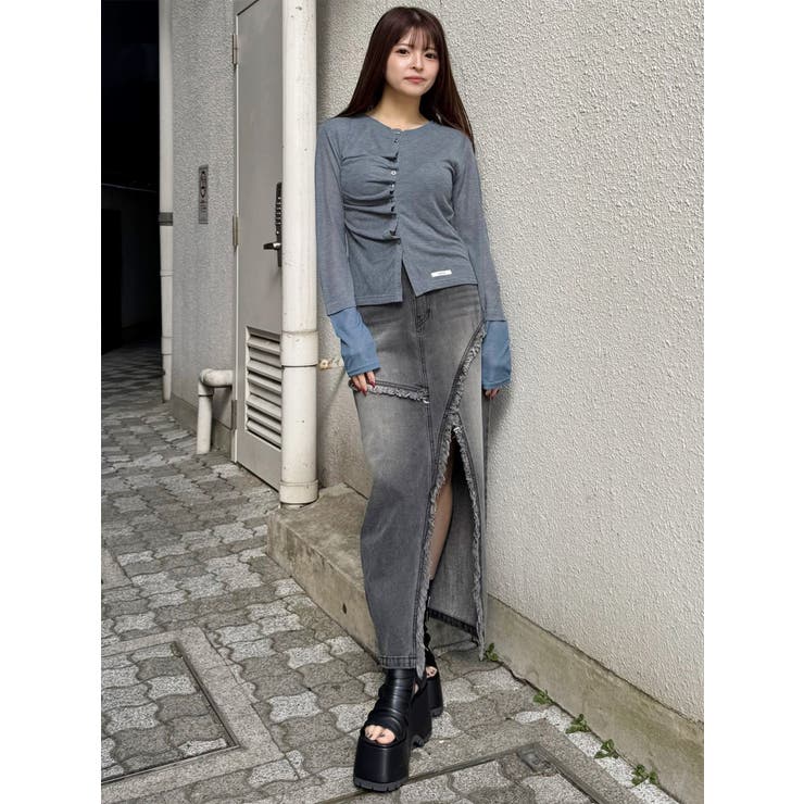 フリンジスリットデニムスカート【セットアップ着用可】 | MURUA | 詳細画像34 