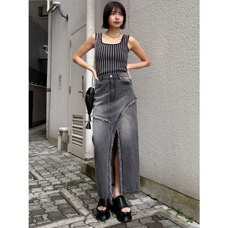 フリンジスリットデニムスカート【セットアップ着用可】 | MURUA | 詳細画像35 