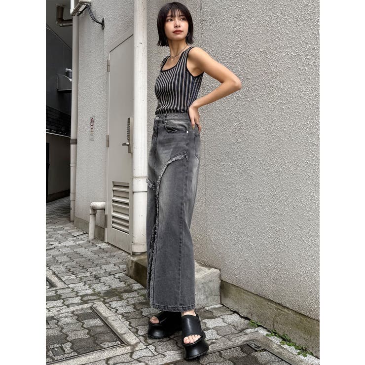 フリンジスリットデニムスカート【セットアップ着用可】 | MURUA | 詳細画像36 