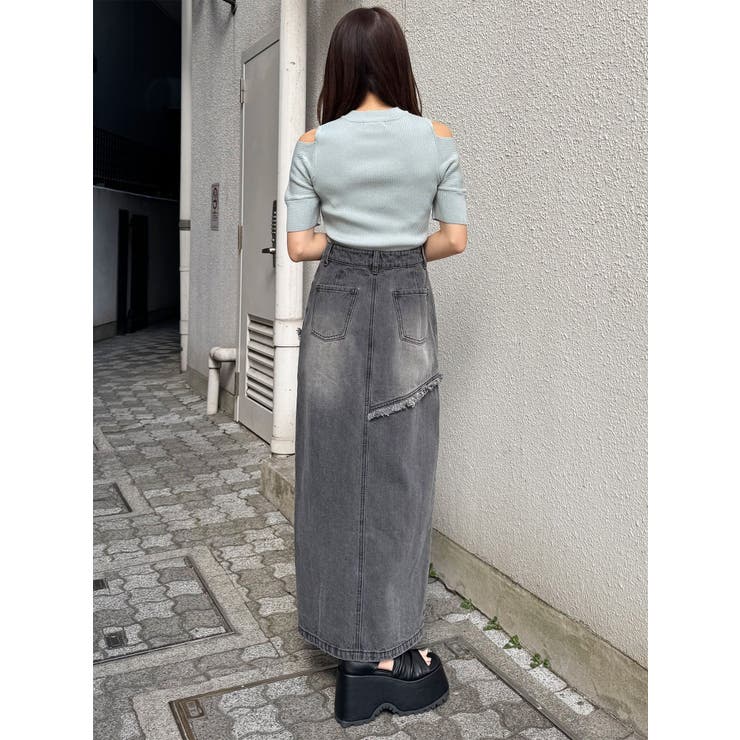 フリンジスリットデニムスカート【セットアップ着用可】 | MURUA | 詳細画像50 