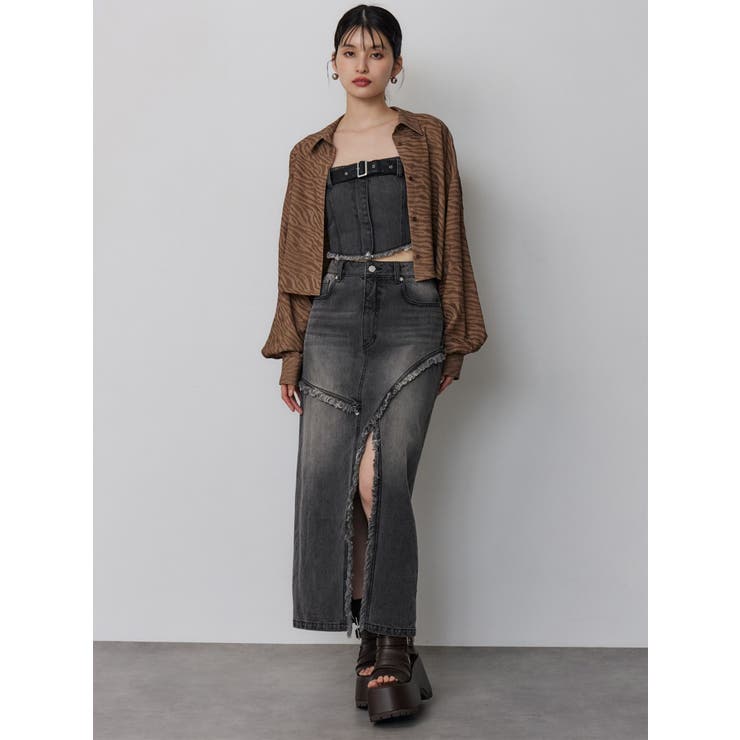 フリンジスリットデニムスカート【セットアップ着用可】 | MURUA | 詳細画像7 