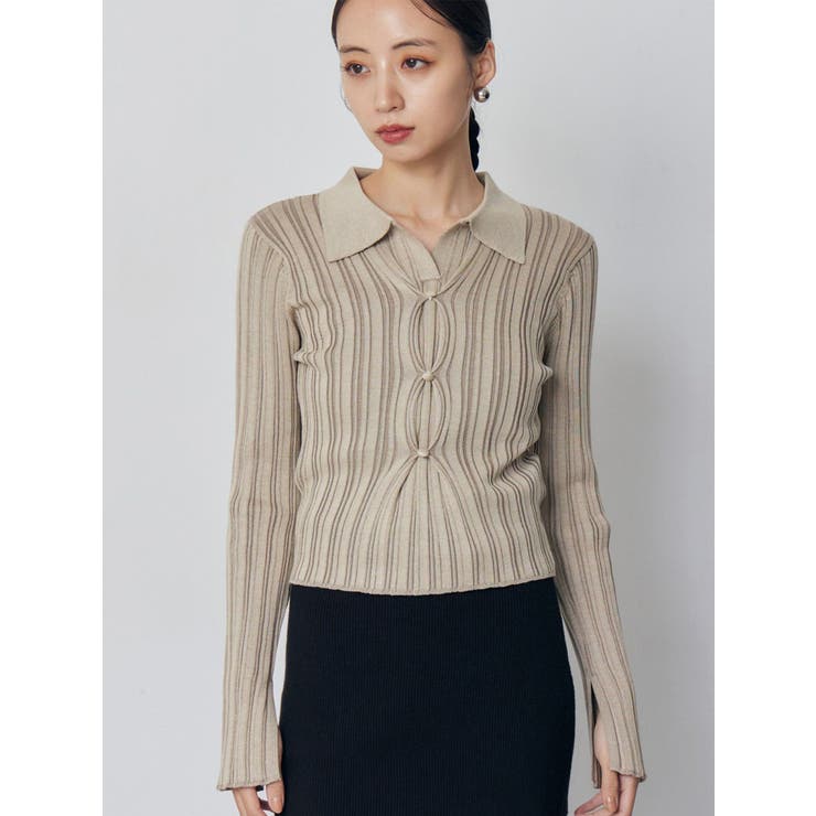ベージュ | フロントピンチニット | MURUA