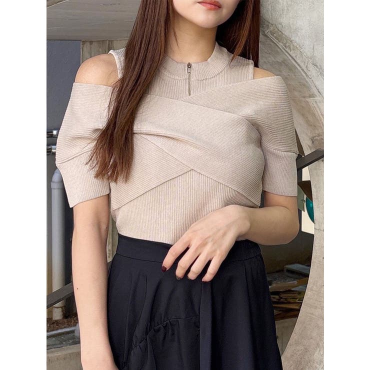 ベージュ | ZIPカシュクールハーフニット | MURUA