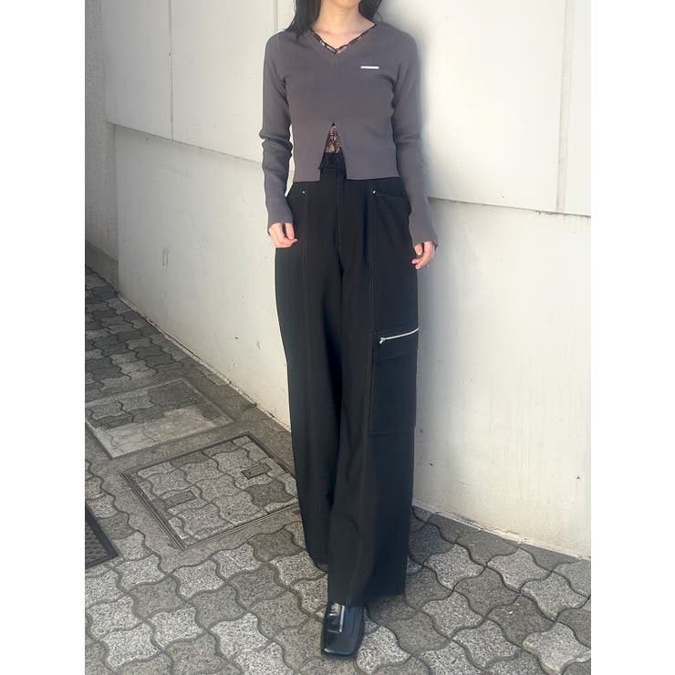 レースレイヤードVネックニット | MURUA | 詳細画像10 