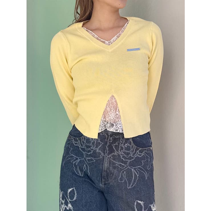 レースレイヤードVネックニット | MURUA | 詳細画像13 