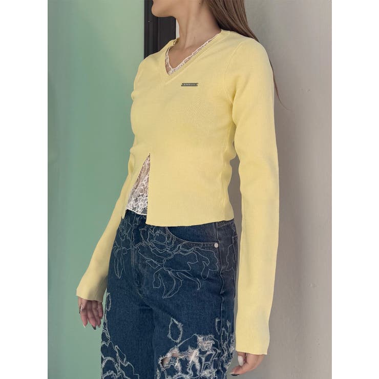 レースレイヤードVネックニット | MURUA | 詳細画像14 