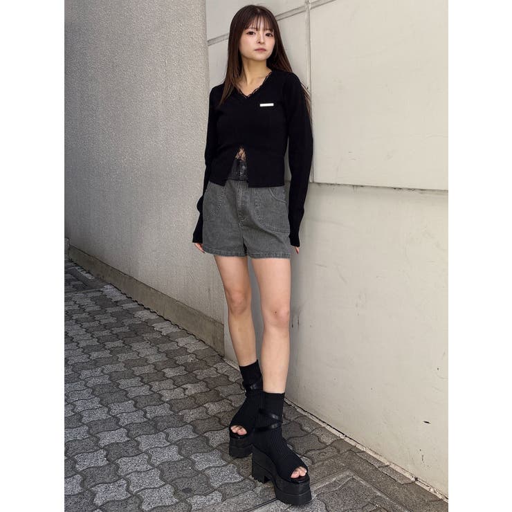 レースレイヤードVネックニット | MURUA | 詳細画像7 