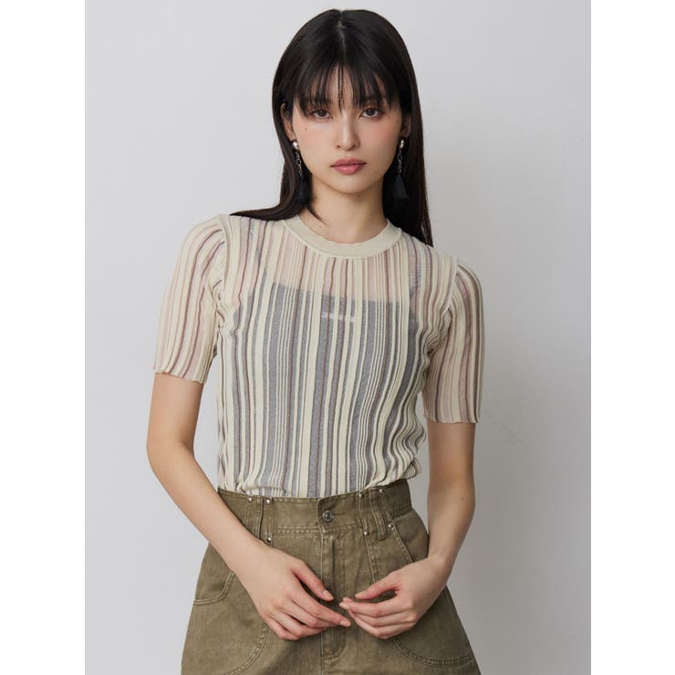 シアーストライプニット | MURUA | 詳細画像2 