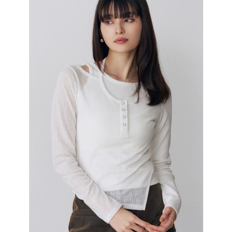 ホワイト | オーバーラップトップス | MURUA