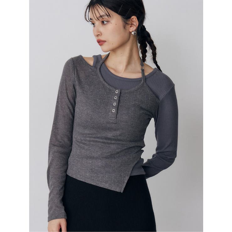 グレー | オーバーラップトップス | MURUA