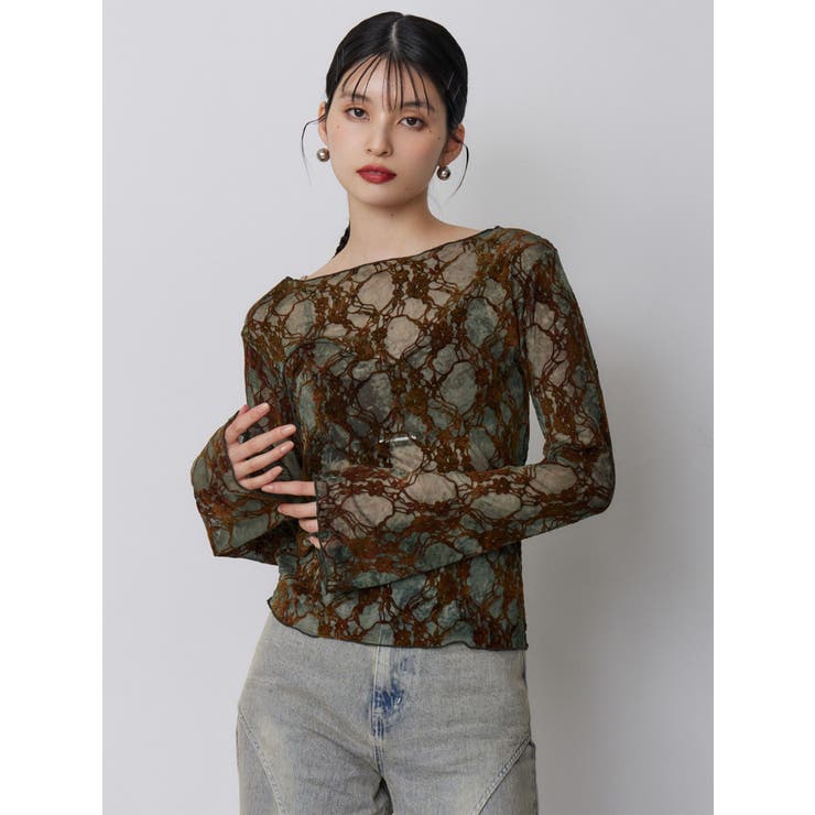 フロッキーフラワーシアートップス | MURUA | 詳細画像4 