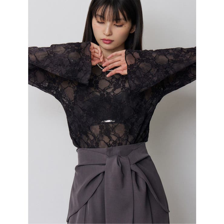 ブラック | フロッキーフラワーシアートップス | MURUA