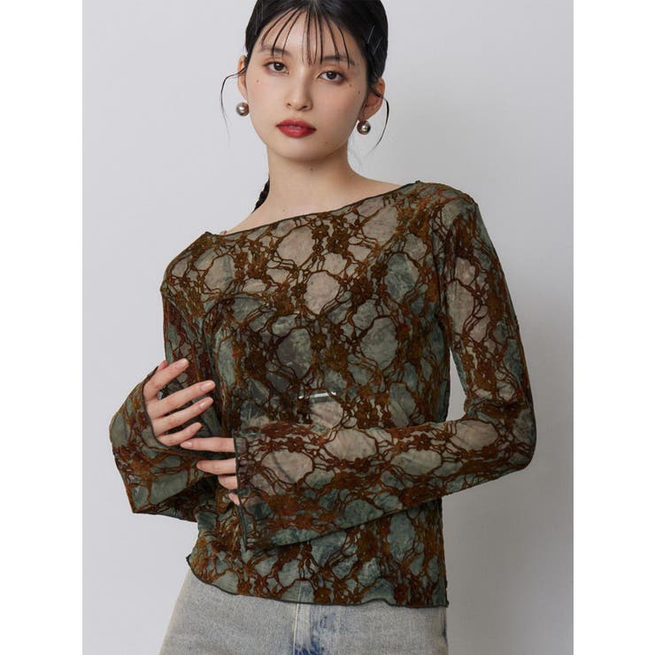 ブルー | フロッキーフラワーシアートップス | MURUA