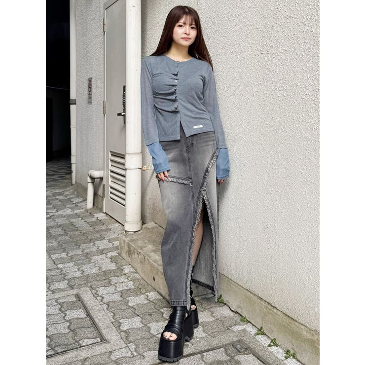 ウェーブバイカラーカーデトップス | MURUA | 詳細画像18 