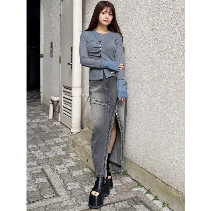 ウェーブバイカラーカーデトップス | MURUA | 詳細画像19 