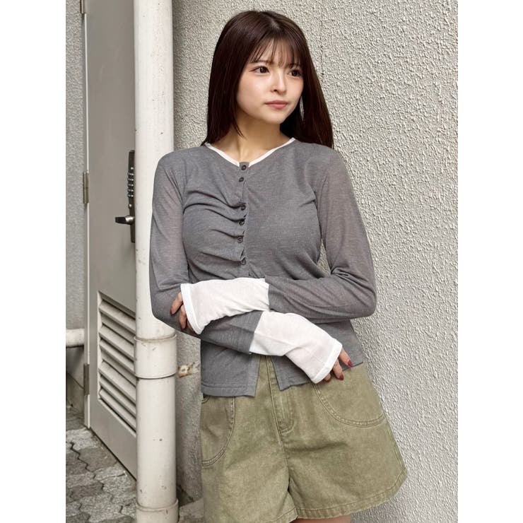 ウェーブバイカラーカーデトップス | MURUA | 詳細画像2 