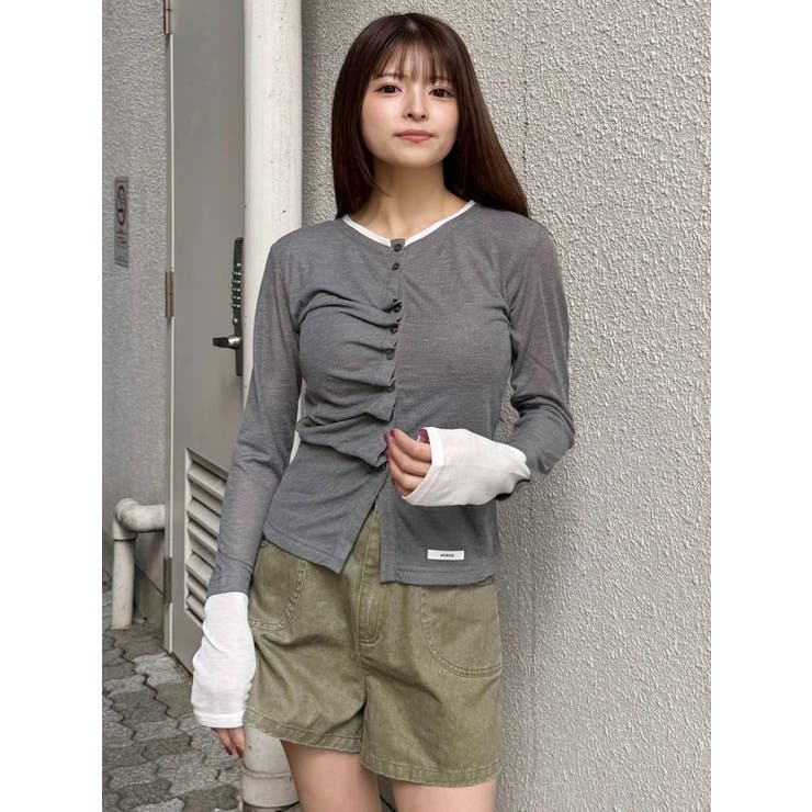 ウェーブバイカラーカーデトップス | MURUA | 詳細画像5 