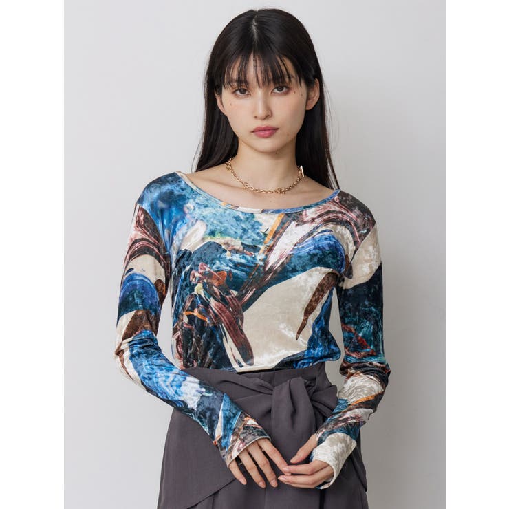 ニュアンスプリントベロアトップス | MURUA | 詳細画像2 