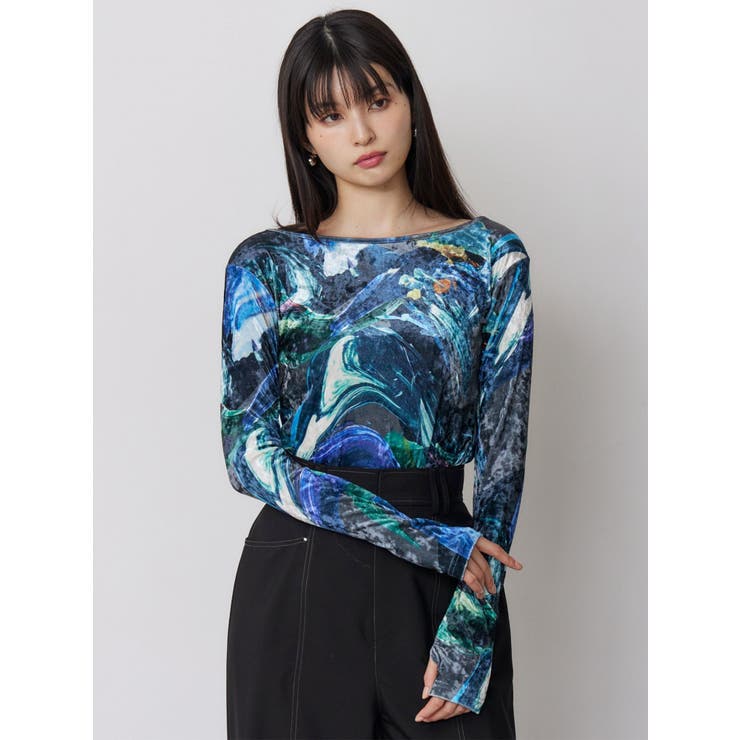 ニュアンスプリントベロアトップス | MURUA | 詳細画像3 