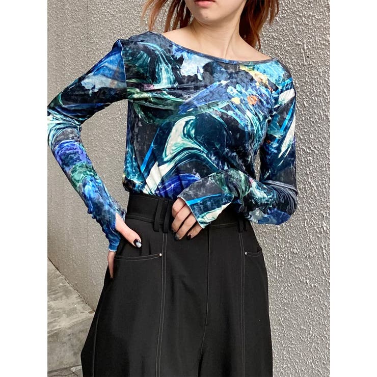 ニュアンスプリントベロアトップス | MURUA | 詳細画像4 