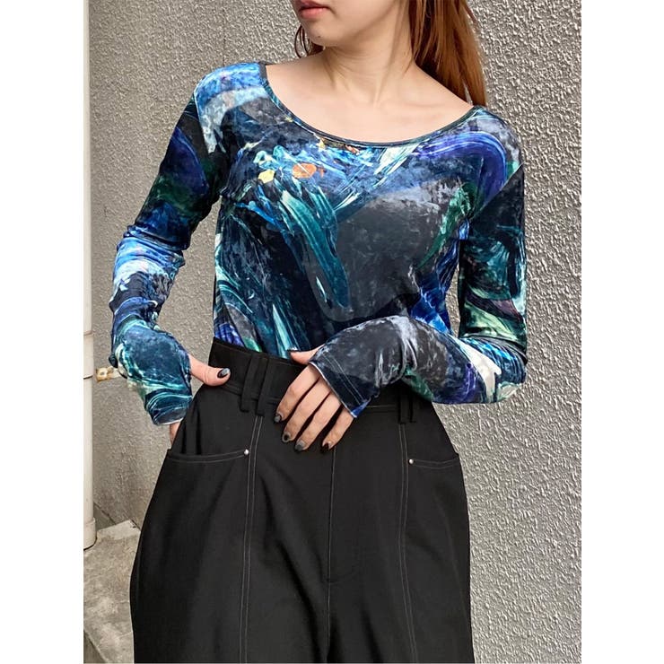 ニュアンスプリントベロアトップス | MURUA | 詳細画像8 