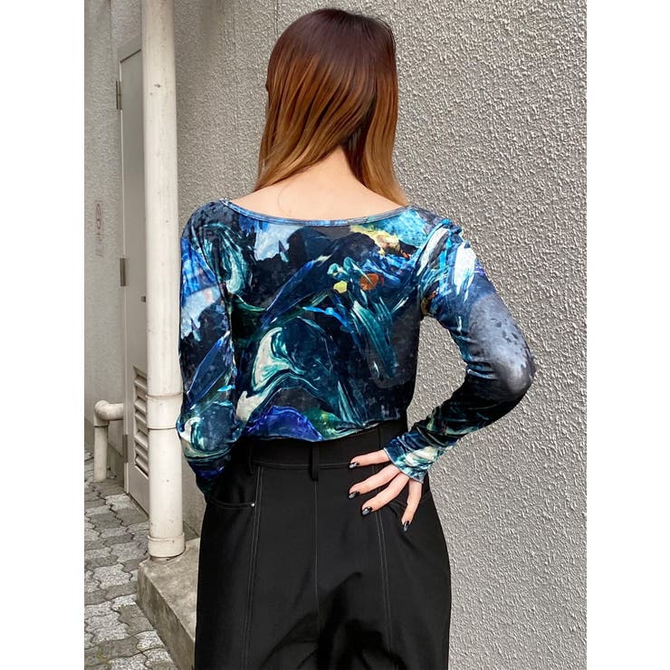 ニュアンスプリントベロアトップス | MURUA | 詳細画像9 