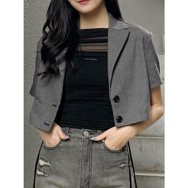 グレー | メッシュショートシャツジャケット【セットアップ着用可】 | MURUA