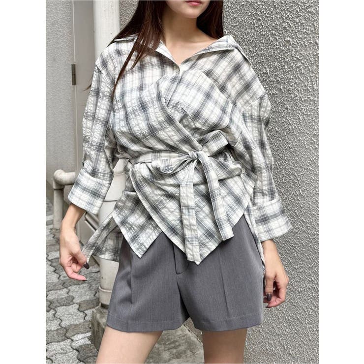 ホワイト | カシュクール2WAYハーフシャツ | MURUA