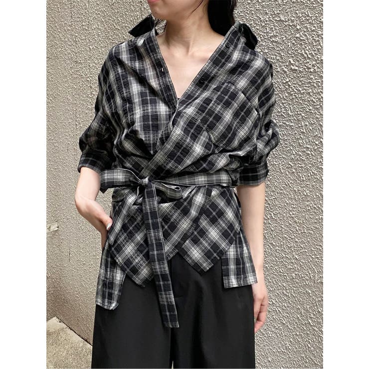 ブラック | カシュクール2WAYハーフシャツ | MURUA