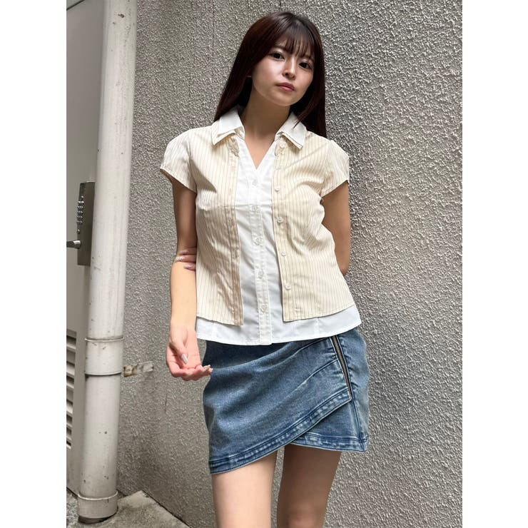 レイヤードキャップスリーブシャツ | MURUA | 詳細画像4 