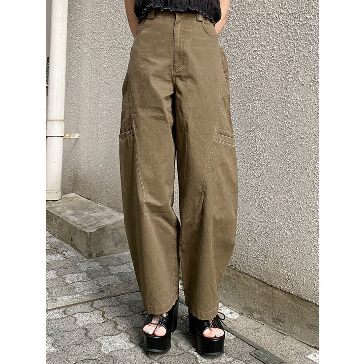 ブラウン | パッチポケットバレルレッグパンツ | MURUA