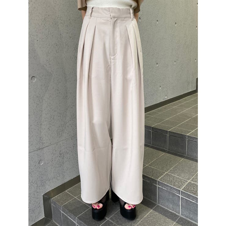 アイボリー | ダブルタックワイドパンツ | MURUA