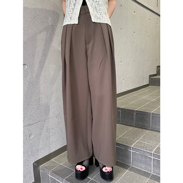 ブラウン | ダブルタックワイドパンツ | MURUA