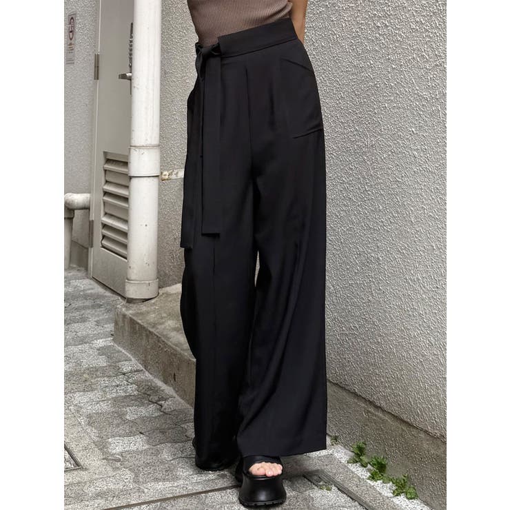 ブラック | ハイウエストデザインパンツ | MURUA