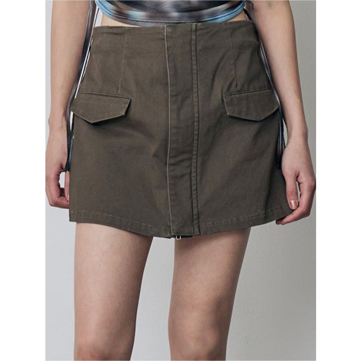 カーキ | フロントZIPドッキングスカートパンツ | MURUA
