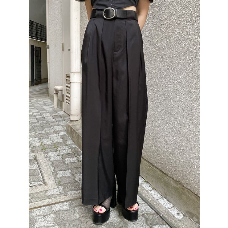 ブラック | オーバータックワイドパンツ【ベルト付】 | MURUA