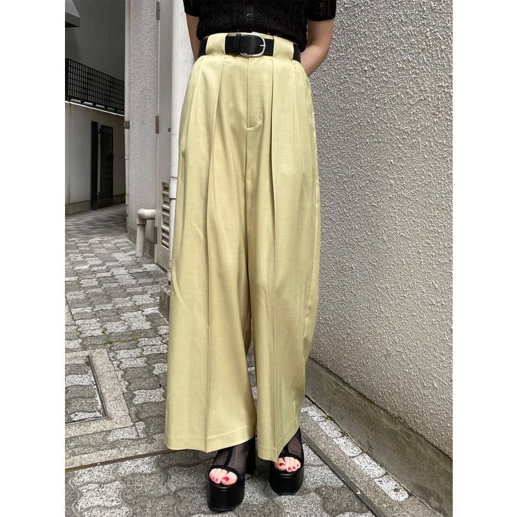 ライトグリーン | オーバータックワイドパンツ【ベルト付】 | MURUA